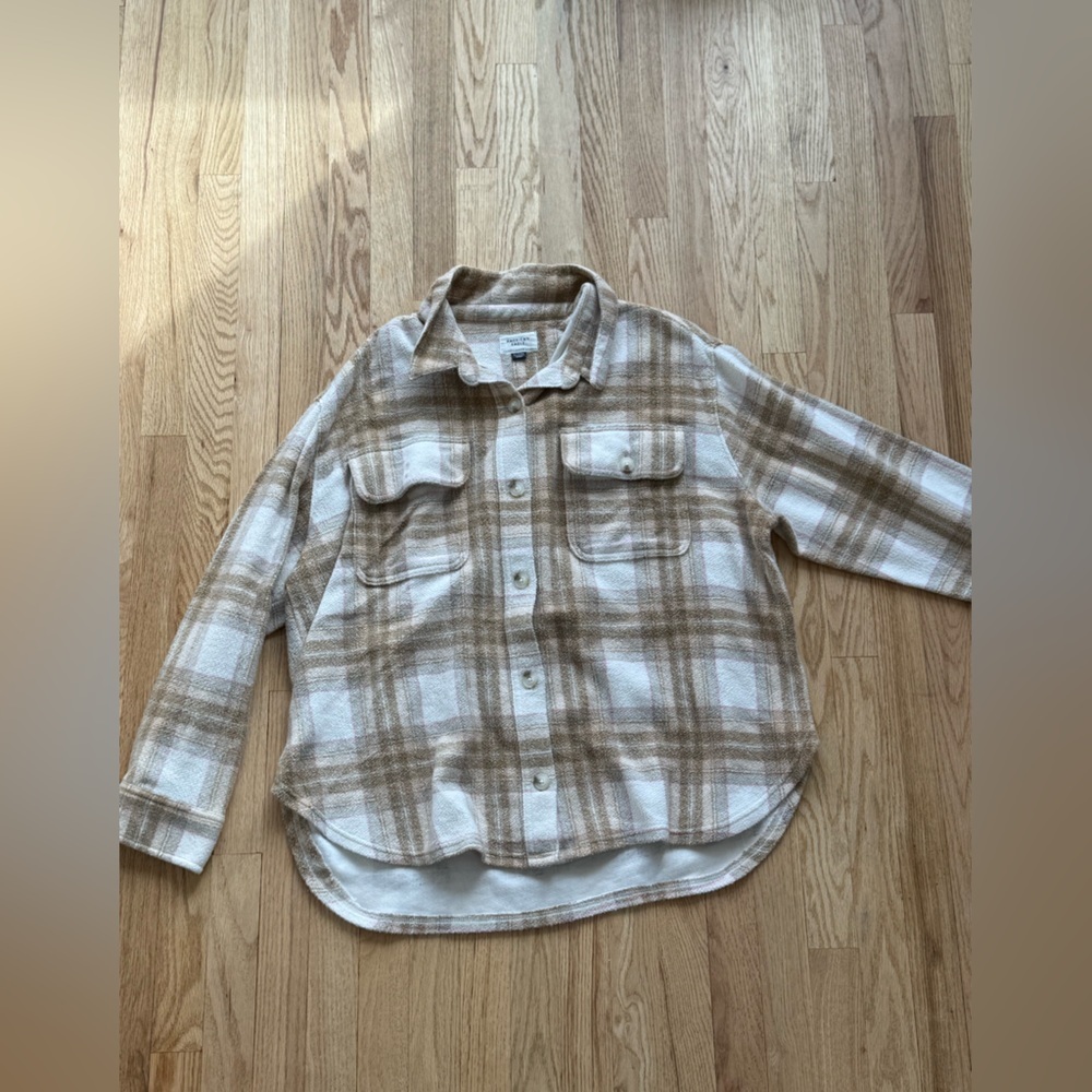 American Eagle Outfitters Tan and brown and whitePlaid Shirt